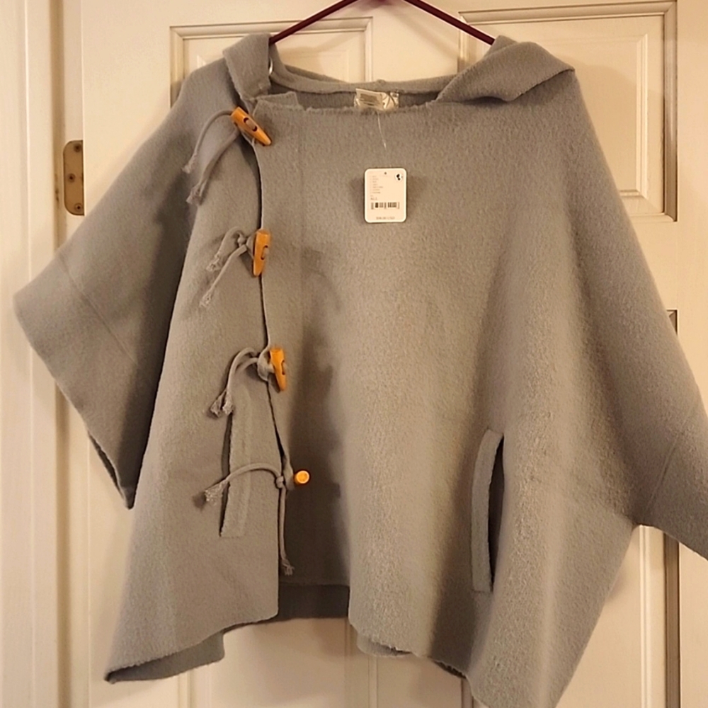 FREE PEOPLE Gray hooded  Kimono NWT OS
